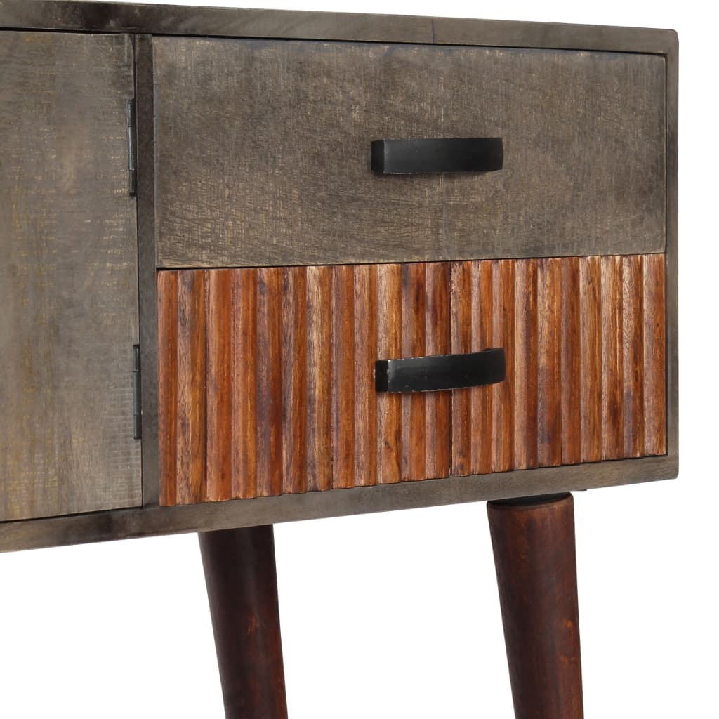 Console Table Grey 120x35x75 cm Solid Rough Mango Wood