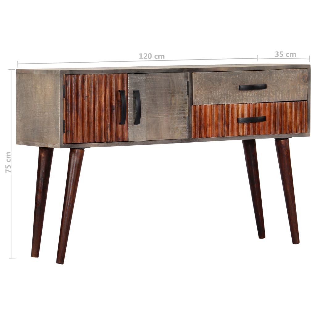 Console Table Grey 120x35x75 cm Solid Rough Mango Wood