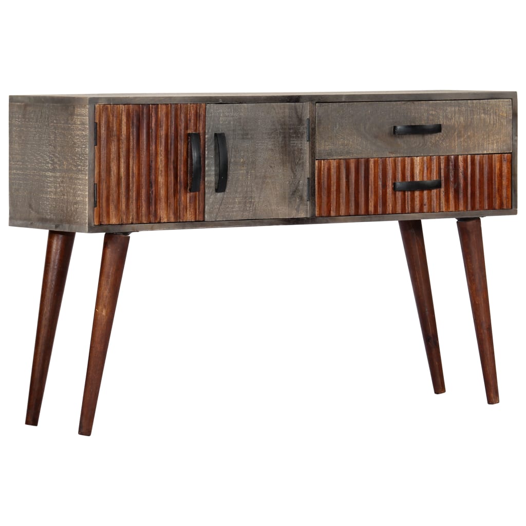 Console Table Grey 120x35x75 cm Solid Rough Mango Wood