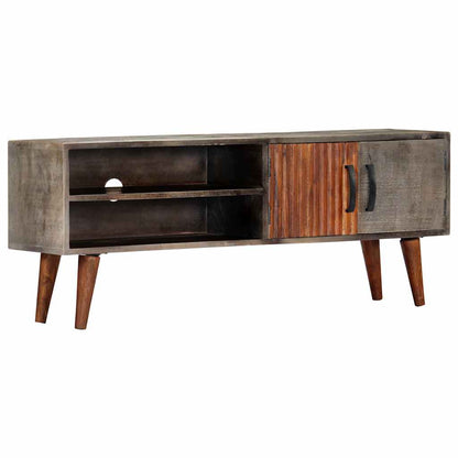 282743 vidaXL TV Cabinet Grey 130x30x46 cm Solid Rough Mango Wood