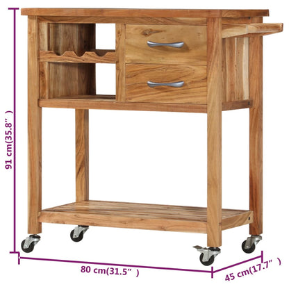 Kitchen Trolley 80x45x91 cm Solid Acacia Wood