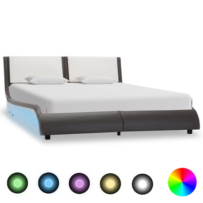 Bed Frame with LED without Mattress Grey and White 120x190 cm
