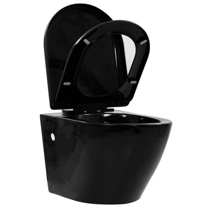 Wall Hung Rimless Toilet Ceramic Black