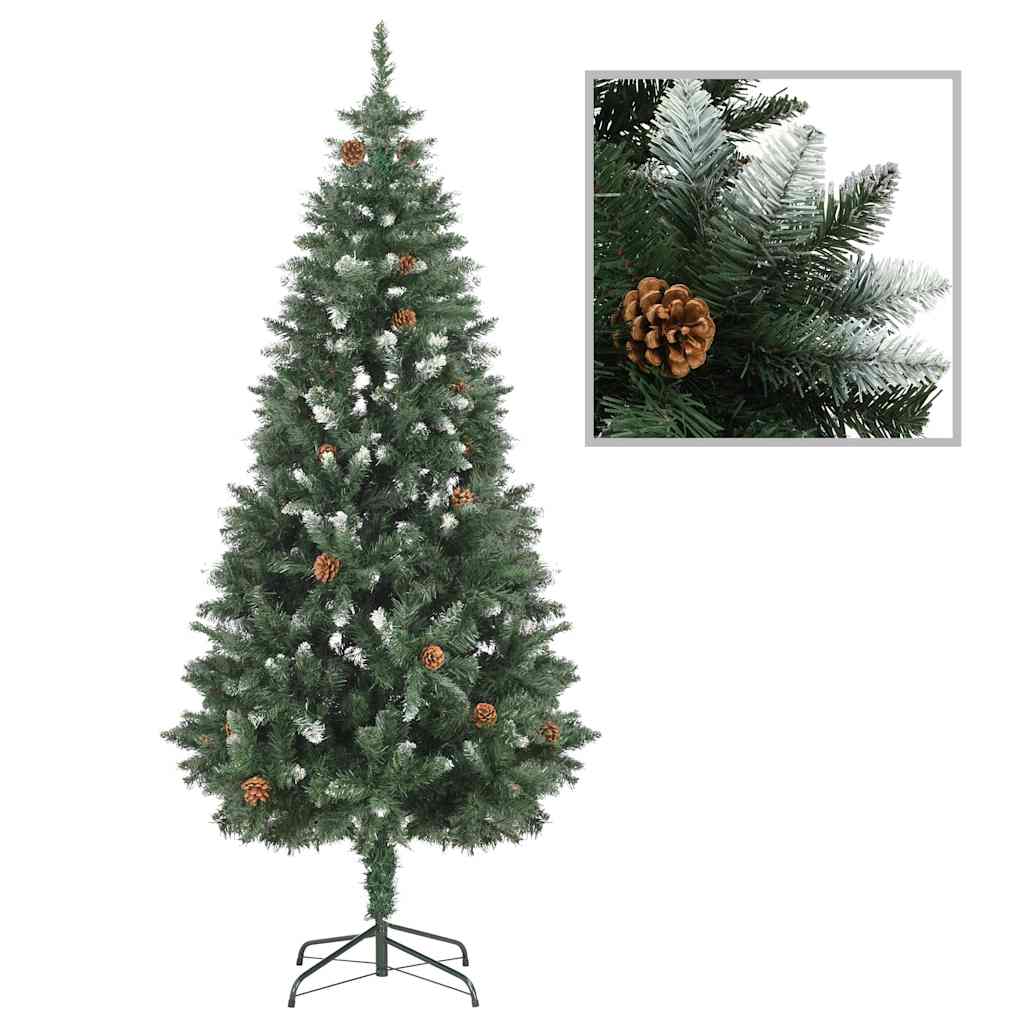 284318 vidaXL Artificial Christmas Tree with Pine Cones and White Glitter 180 cm