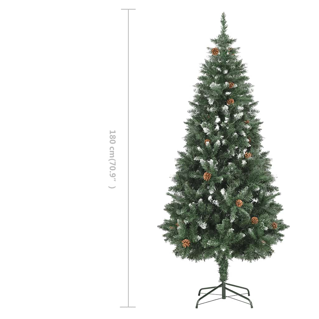 284318 vidaXL Artificial Christmas Tree with Pine Cones and White Glitter 180 cm