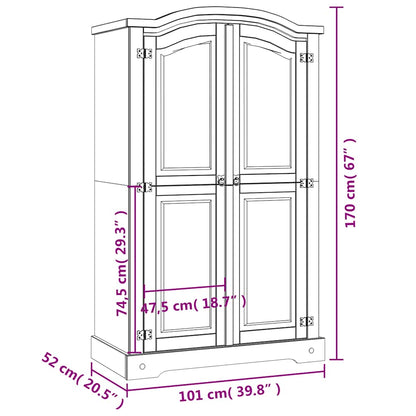 Wardrobe Mexican Pine Corona Range 2 Doors Grey