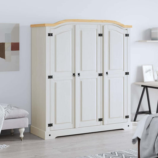 Wardrobe | White body and brown top | Solid pinewood | Large | Wardrobe