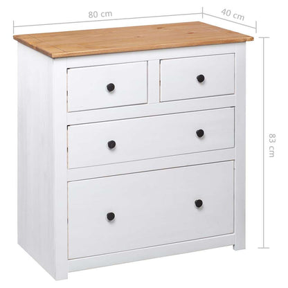 282657 vidaXL Sideboard White 80x40x83 cm Pinewood Panama Range