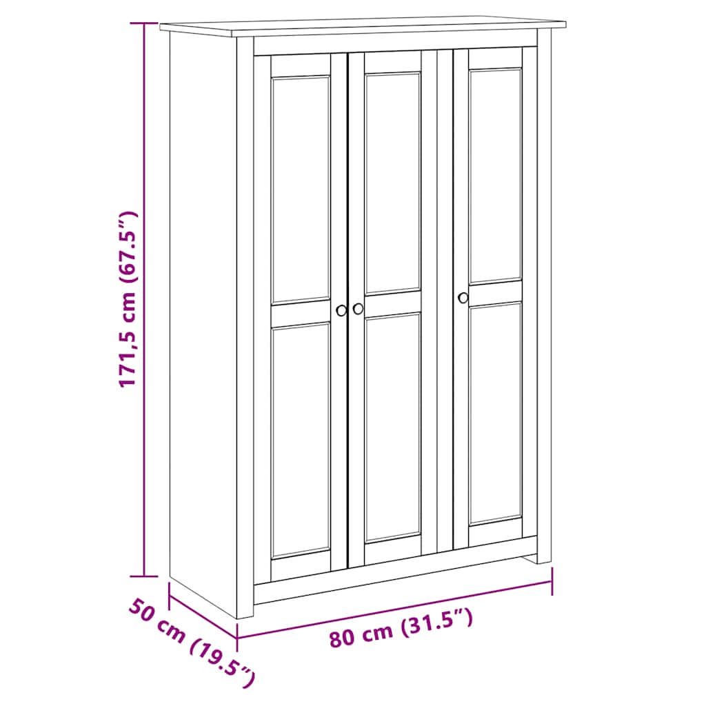 282661 vidaXL 3-Door Wardrobe 118x50x171,5 cm Pine Panama Range