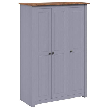 282662 vidaXL 3-Door Wardrobe Grey 118x50x171,5 cm Pine Panama Range