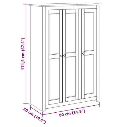 3-Door Wardrobe Grey 118x50x171.5 cm Pine Panama Range