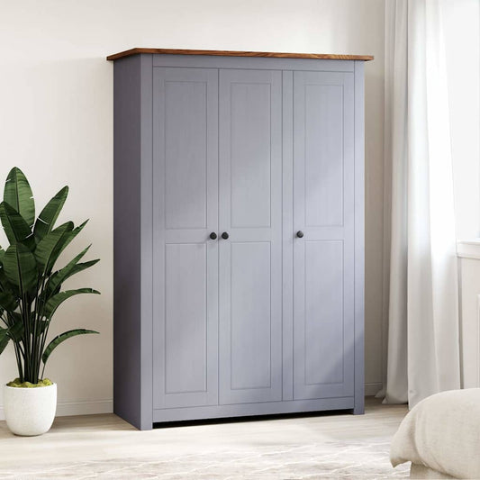 3-Door Wardrobe Grey 118x50x171.5 cm Pine Panama Range