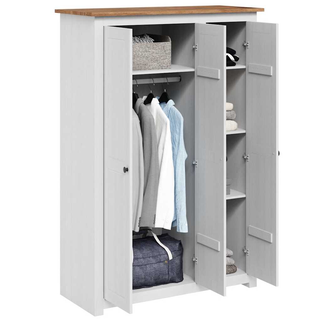 3-Door Wardrobe White 118x50x171.5 cm Pine Panama Range