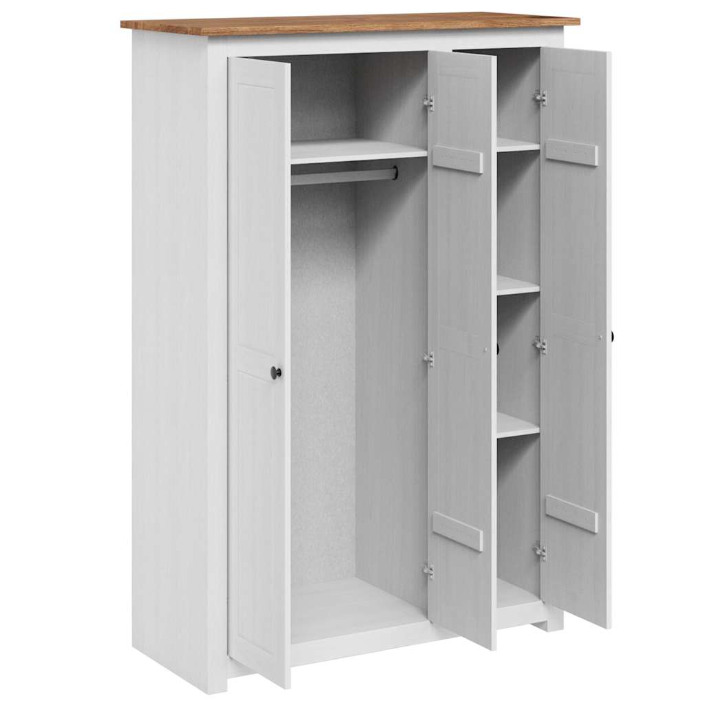 282663 vidaXL 3-Door Wardrobe White 118x50x171,5 cm Pine Panama Range
