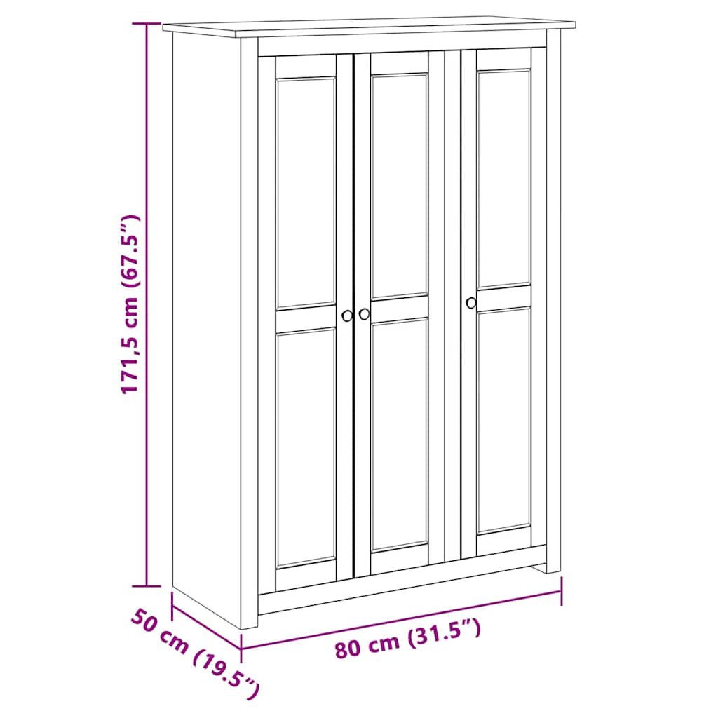 282663 vidaXL 3-Door Wardrobe White 118x50x171,5 cm Pine Panama Range