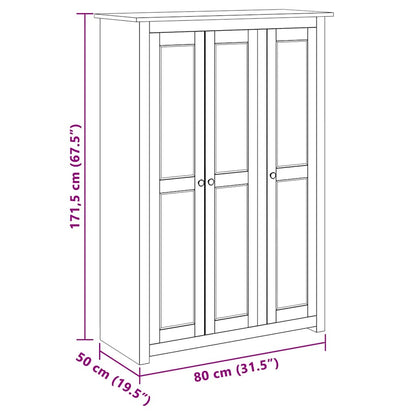 282663 vidaXL 3-Door Wardrobe White 118x50x171,5 cm Pine Panama Range