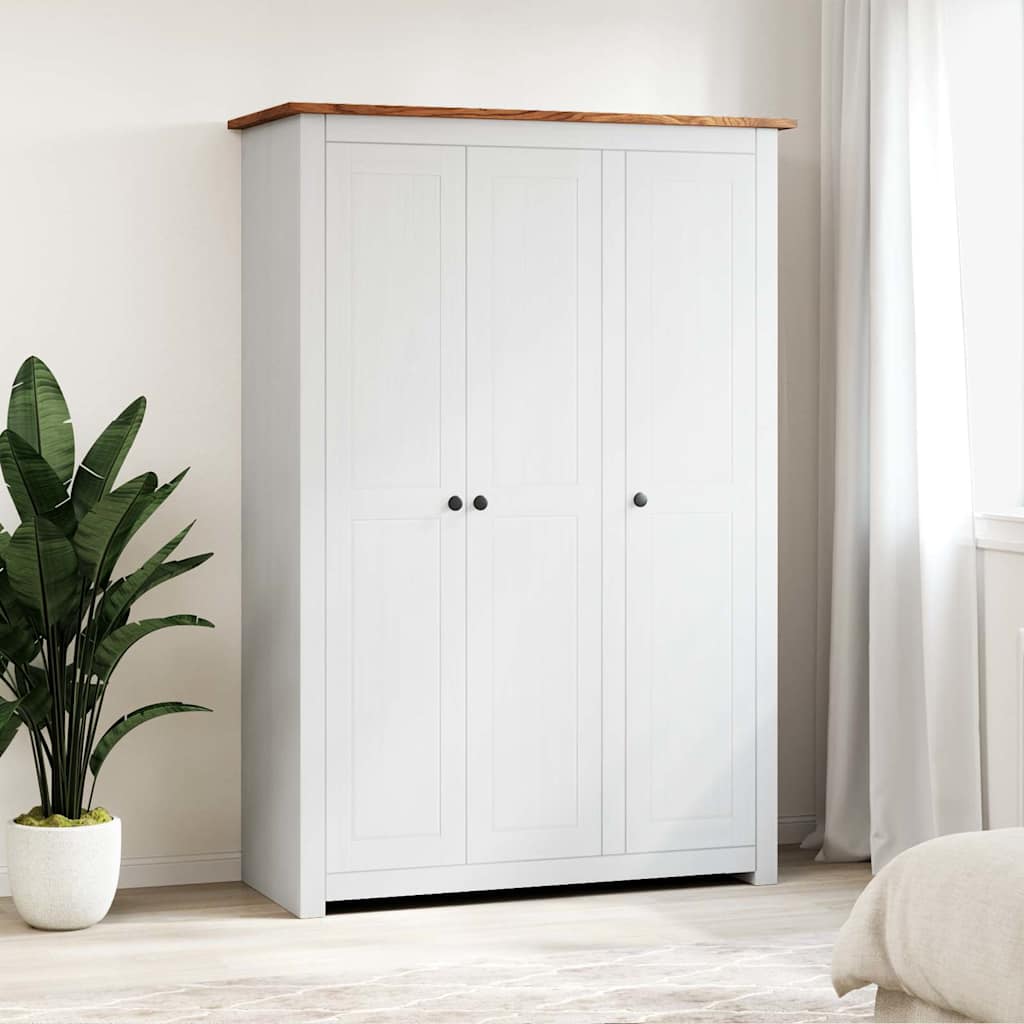282663 vidaXL 3-Door Wardrobe White 118x50x171,5 cm Pine Panama Range