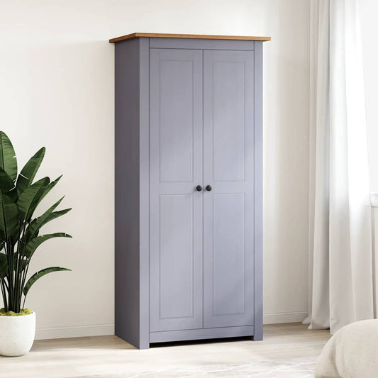 Wardrobe | Grey | Solid pine wood | Compact | Wardrobe | Rectangular