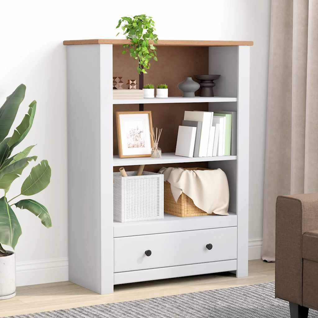 Bookcase White 80x35x110 cm Solid Pine Wood Panama Range