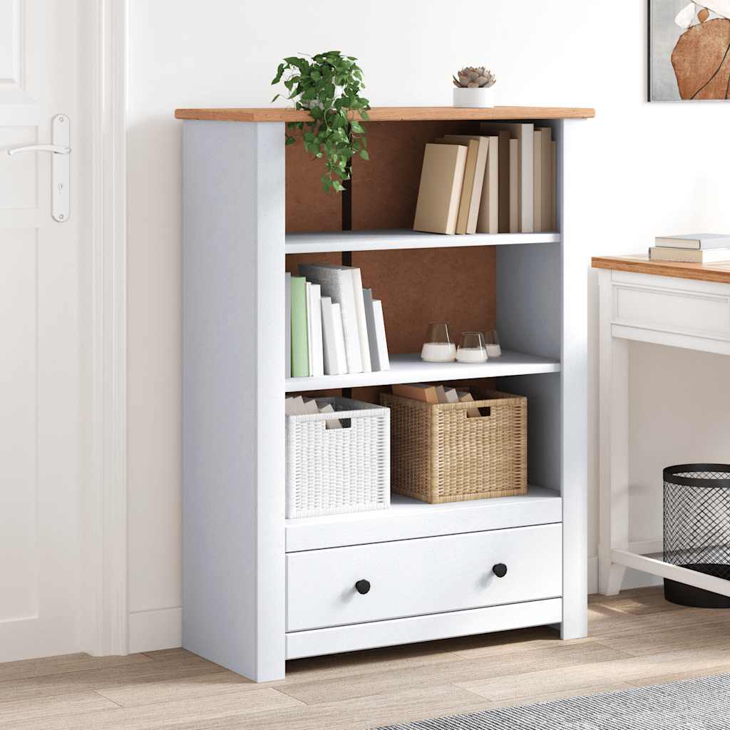 Bookcase White 80x35x110 cm Solid Pine Wood Panama Range