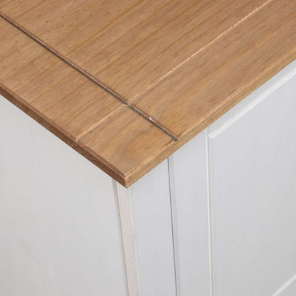 282672 vidaXL TV Cabinet White 120x40x50 cm Solid Pine Wood Panama Range