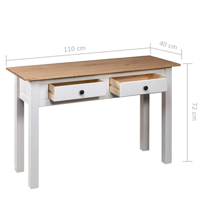 282681 vidaXL Console Table White 110x40x72 cm Solid Pine Wood Panama Range