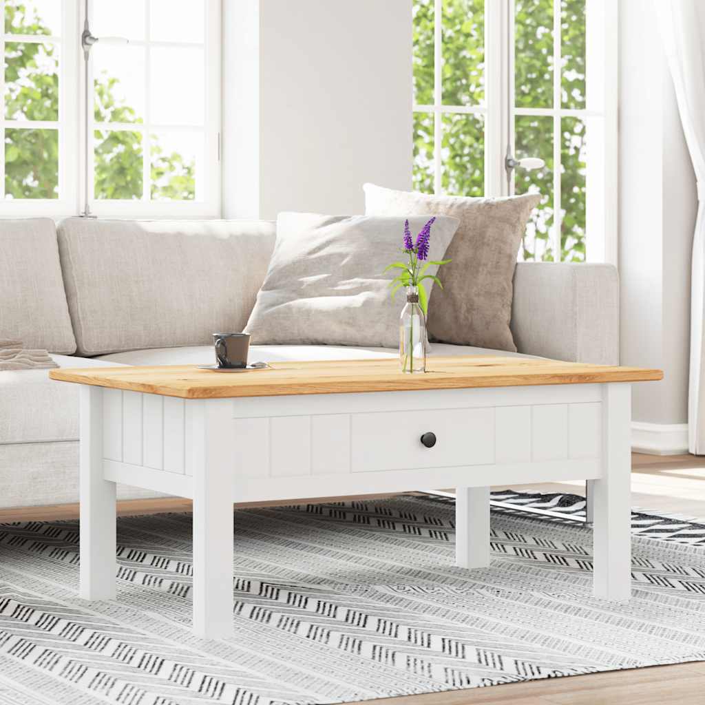 282684 vidaXL Coffee Table White 100x60x43,5 cm Solid Pine Wood Panama Range