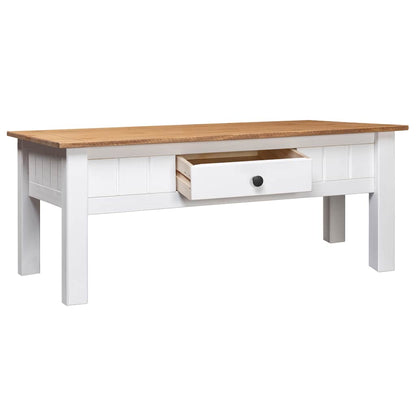Coffee Table White 100x60x43.5 cm Solid Pine Wood Panama Range
