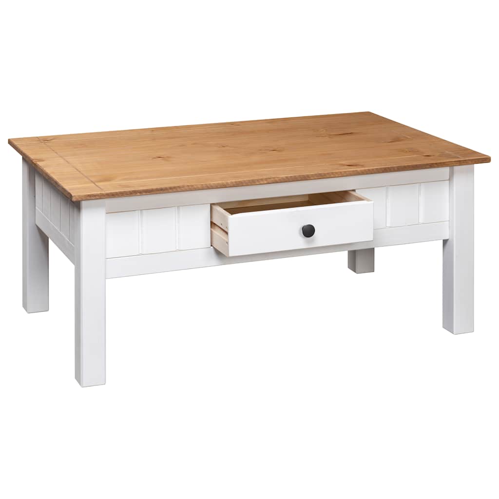 Coffee Table White 100x60x43.5 cm Solid Pine Wood Panama Range