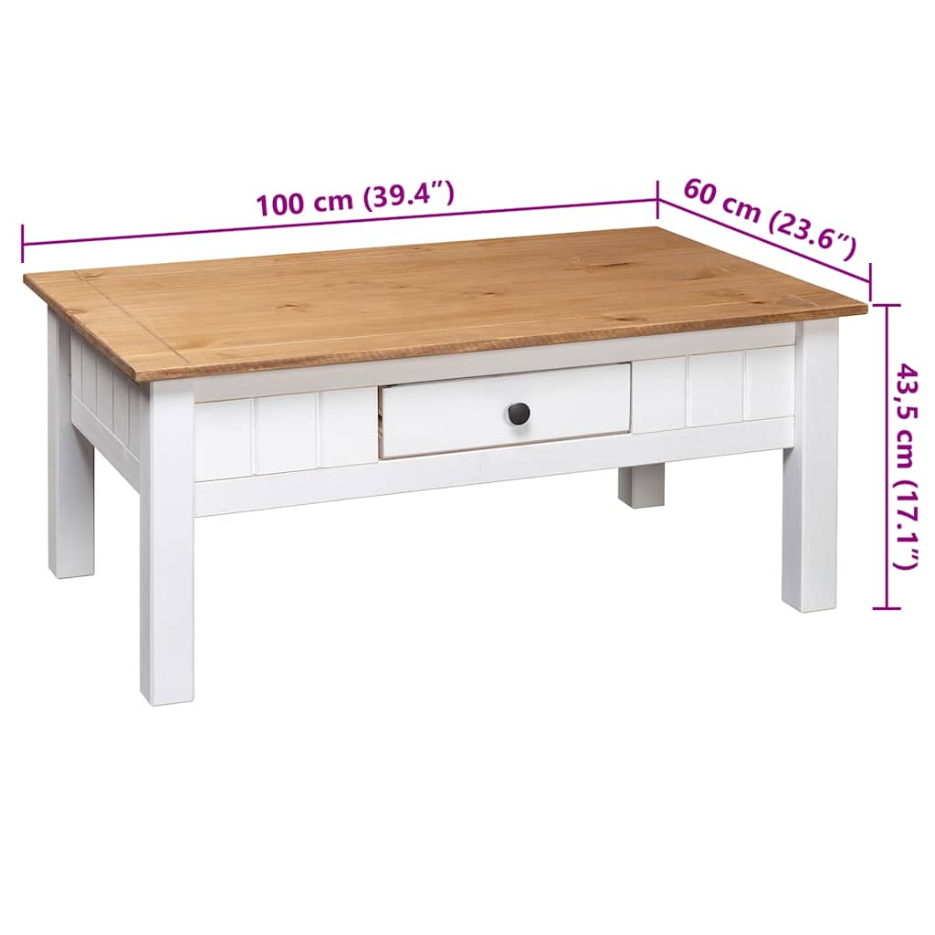 Coffee Table White 100x60x43.5 cm Solid Pine Wood Panama Range