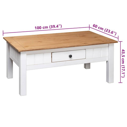 Coffee Table White 100x60x43.5 cm Solid Pine Wood Panama Range