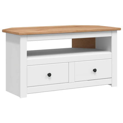 282687 vidaXL Corner TV Cabinet White 93x49x49 cm Solid Pine Panama Range