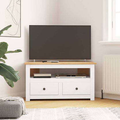 282687 vidaXL Corner TV Cabinet White 93x49x49 cm Solid Pine Panama Range