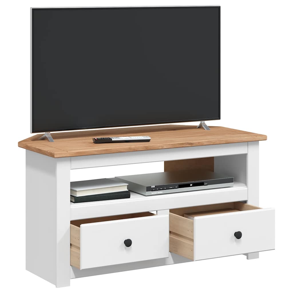Corner TV Cabinet White 93x49x49 cm Solid Pine Panama Range