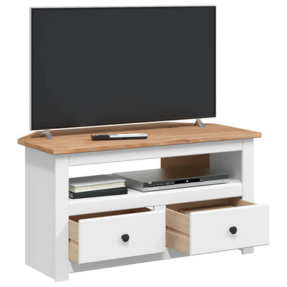 282687 vidaXL Corner TV Cabinet White 93x49x49 cm Solid Pine Panama Range