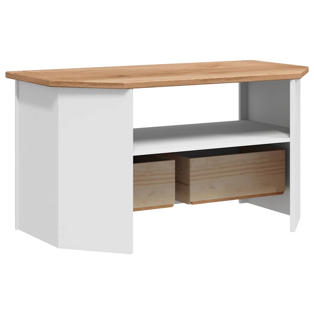 282687 vidaXL Corner TV Cabinet White 93x49x49 cm Solid Pine Panama Range