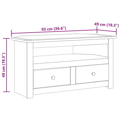 282687 vidaXL Corner TV Cabinet White 93x49x49 cm Solid Pine Panama Range