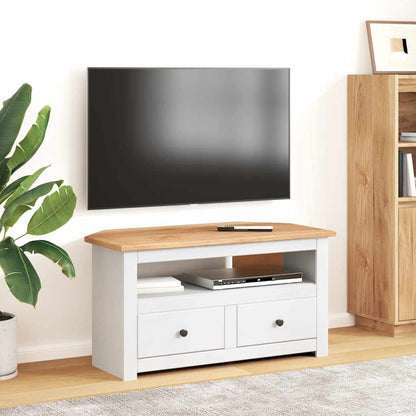 282687 vidaXL Corner TV Cabinet White 93x49x49 cm Solid Pine Panama Range
