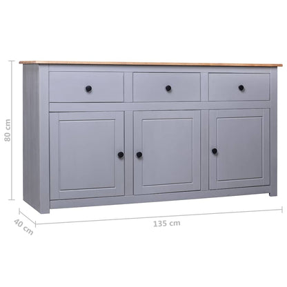 282704 vidaXL Sideboard Grey 135x40x80 cm Solid Pinewood Panama Range