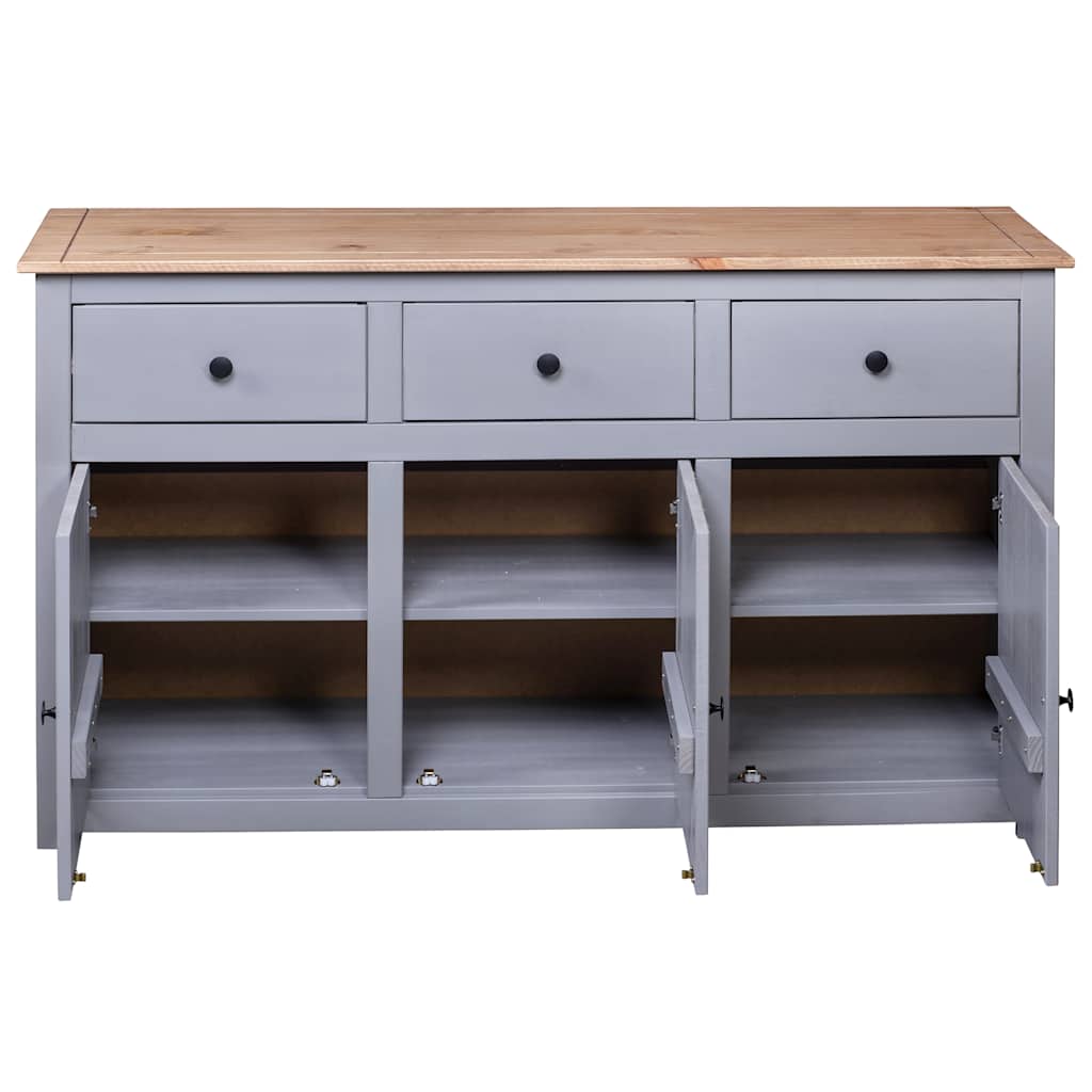 282704 vidaXL Sideboard Grey 135x40x80 cm Solid Pinewood Panama Range
