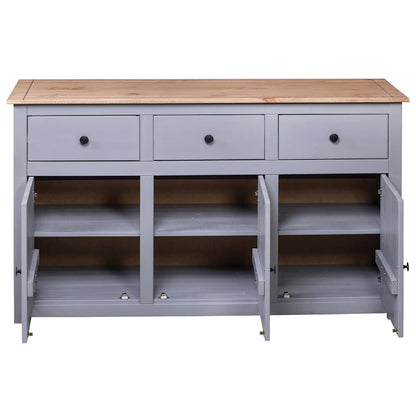 282704 vidaXL Sideboard Grey 135x40x80 cm Solid Pinewood Panama Range