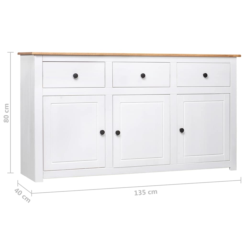 282705 vidaXL Sideboard White 135x40x80 cm Solid Pinewood Panama Range