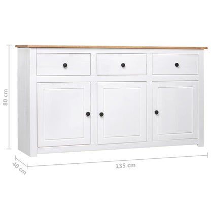 282705 vidaXL Sideboard White 135x40x80 cm Solid Pinewood Panama Range