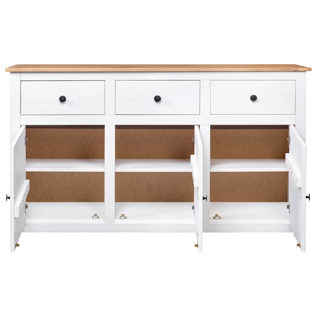 282705 vidaXL Sideboard White 135x40x80 cm Solid Pinewood Panama Range
