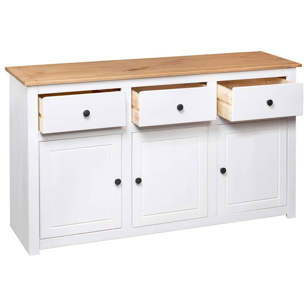 282705 vidaXL Sideboard White 135x40x80 cm Solid Pinewood Panama Range