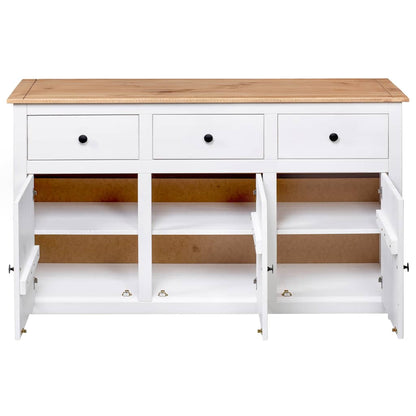 282705 vidaXL Sideboard White 135x40x80 cm Solid Pinewood Panama Range