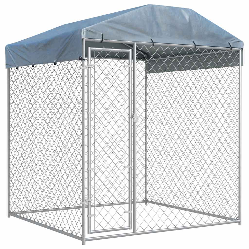 145026 vidaXL Outdoor Dog Kennel with Canopy Top 193x193x225 cm