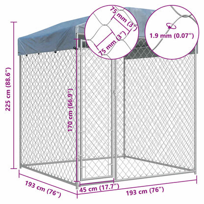 145026 vidaXL Outdoor Dog Kennel with Canopy Top 193x193x225 cm