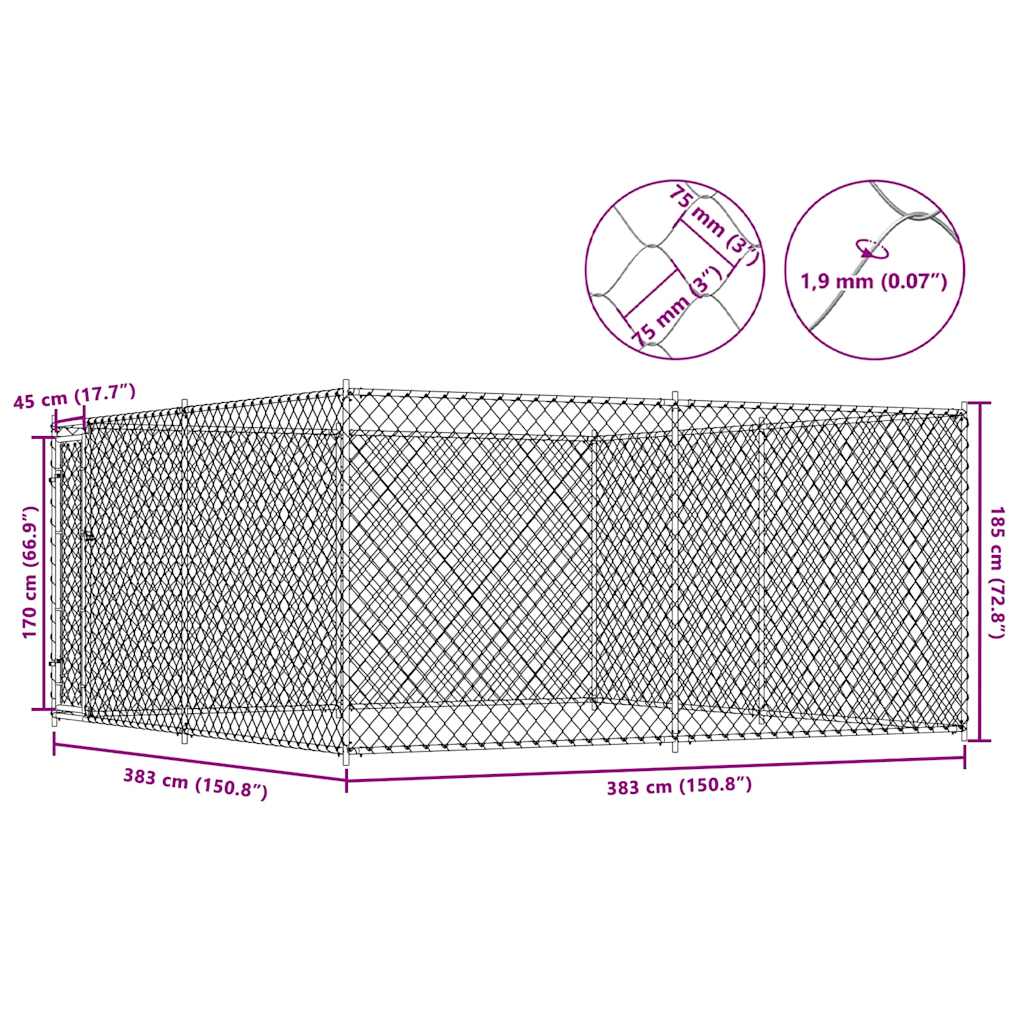 Outdoor Dog Kennel 383x383x185 cm