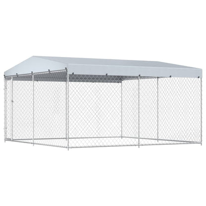 145029 vidaXL Outdoor Dog Kennel with Roof 382x382x225 cm